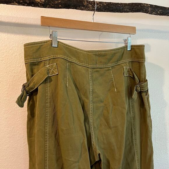 Anthropologie Green Linen Jackson Tapered Utility Pants Size 14 - Picture 4 of 16